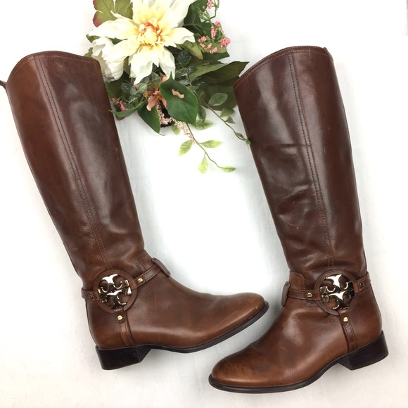 Tory Burch Shoes - Tory Burch Aaden Brown Leather Riding Boots size 7